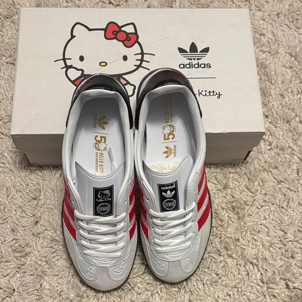 Adidas Gazelle White and Red Sneakers